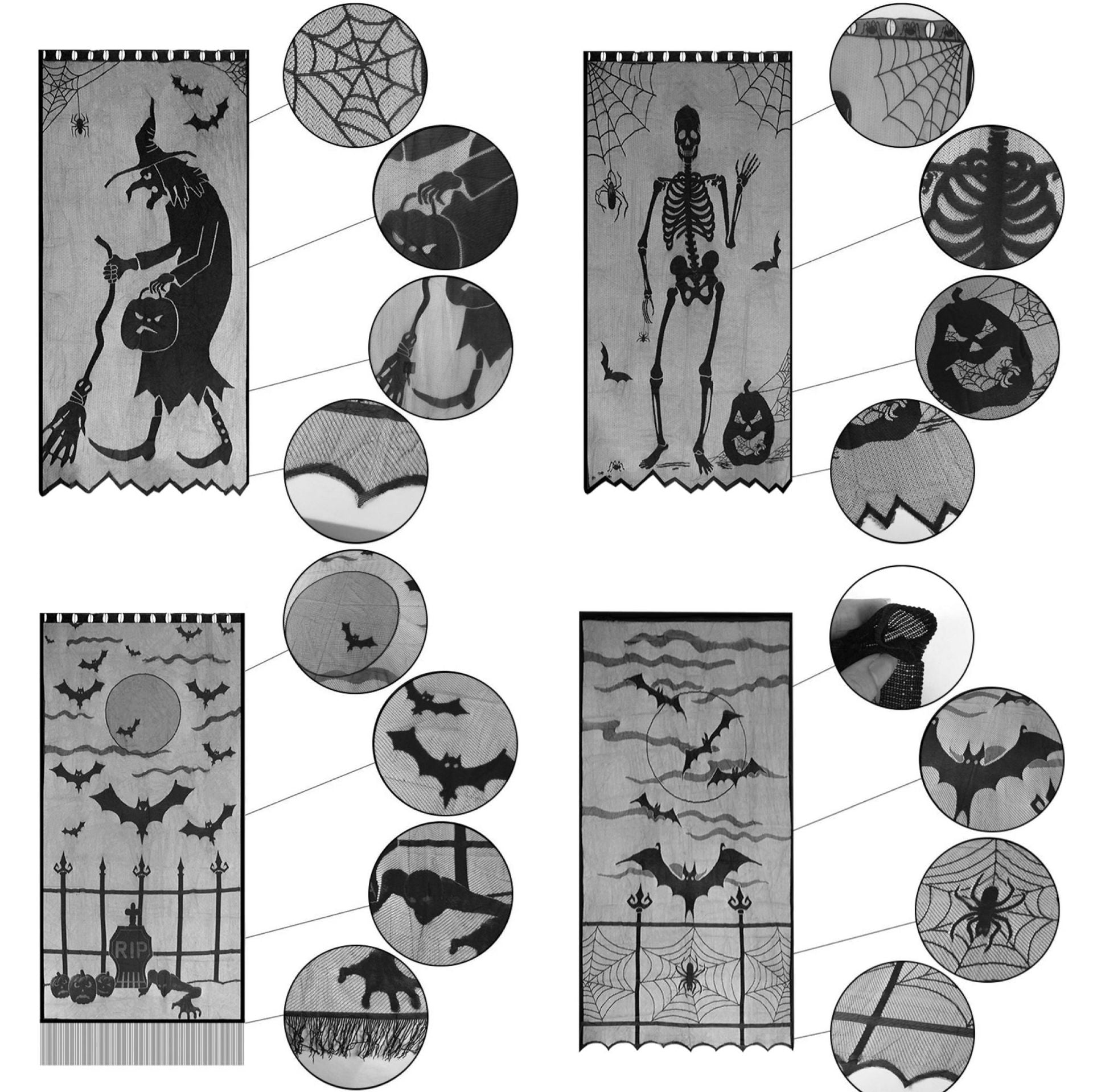 Halloween Spider Witch Bat Skull Door Curtain Party Decoration