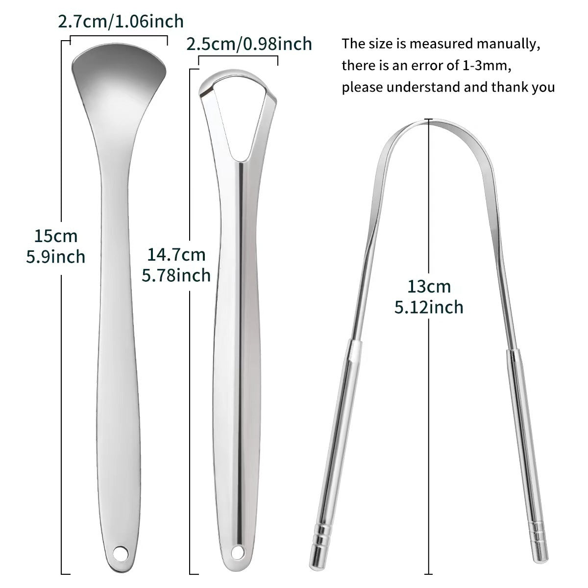 Stainless steel tongue coating cleaner tongue scraper