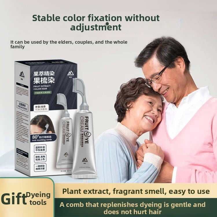 Lifelike Hair Dye Cream Does Not Require Blending, Plant Can Cover White Hair, Fruit Dye Comb, One Comb Black Single Agent Hair Dye Wholesale