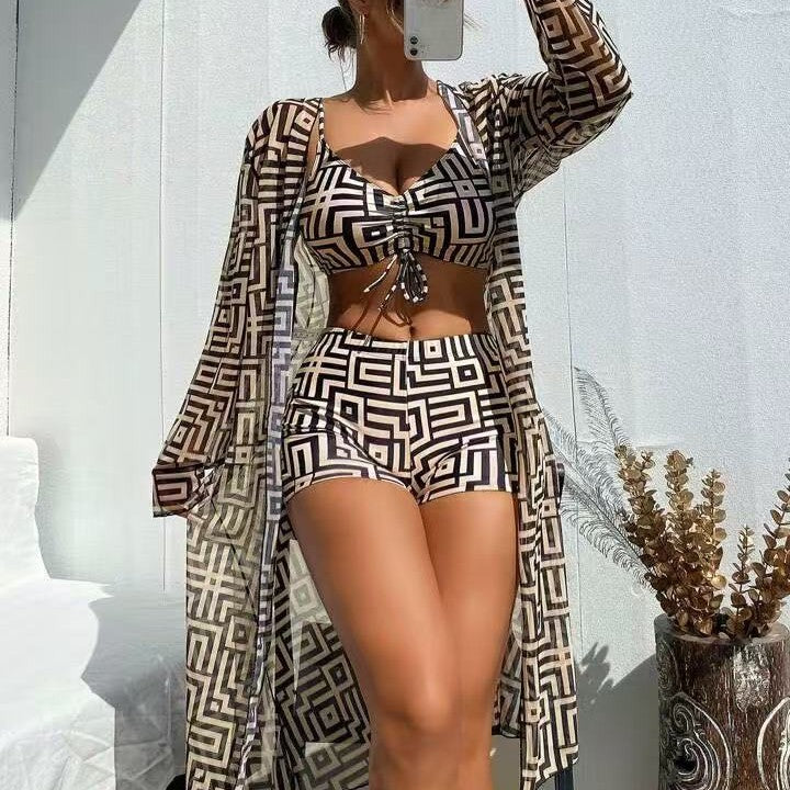 Push-up Pleated Swimsuit High Waist Swimsuit