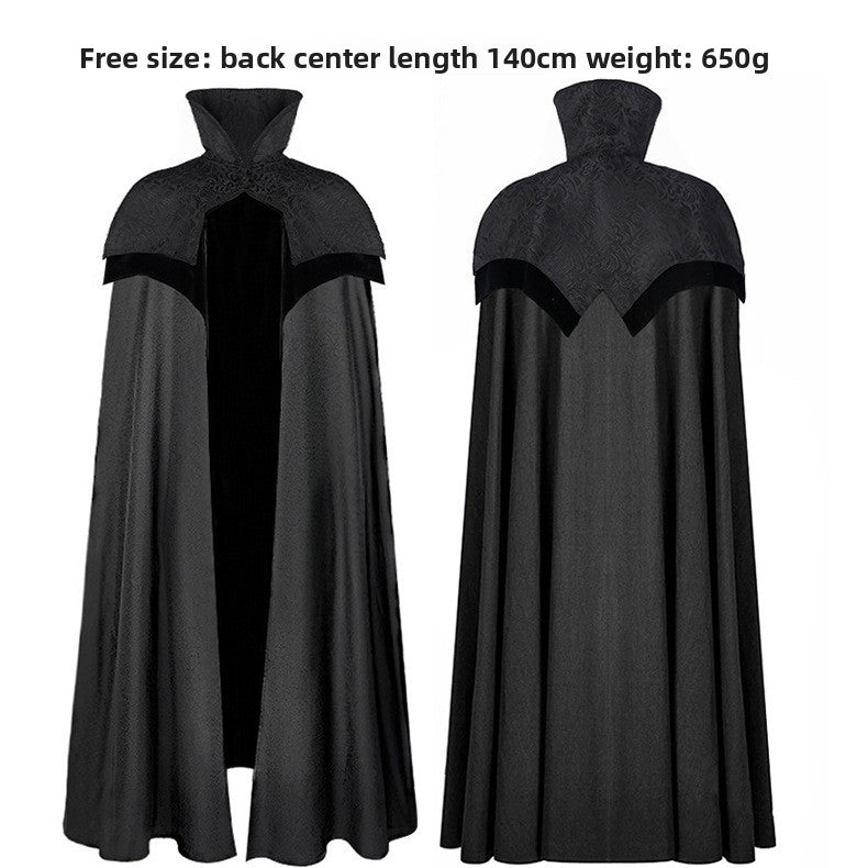 Multicolored cape Gothic long coat with hood