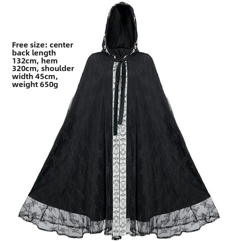 Multicolored cape Gothic long coat with hood