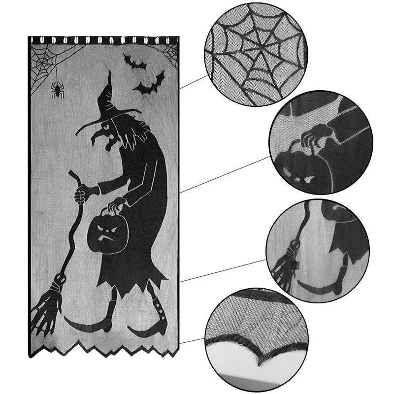 Halloween Spider Witch Bat Skull Door Curtain Party Decoration