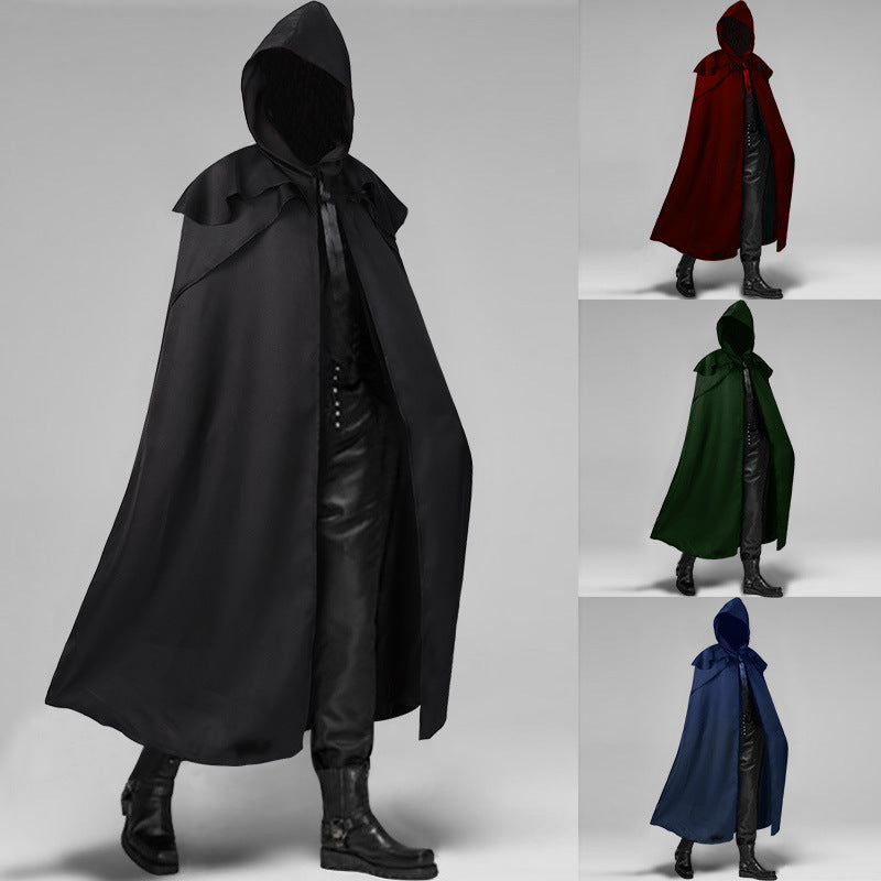 Multicolored cape Gothic long coat with hood