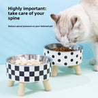 Cat bowl simple polka dot stainless steel