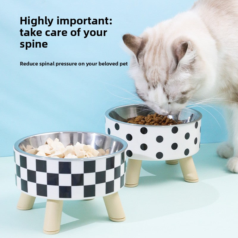 Cat bowl simple polka dot stainless steel