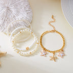 Golden starfish shell conch pearl anklet