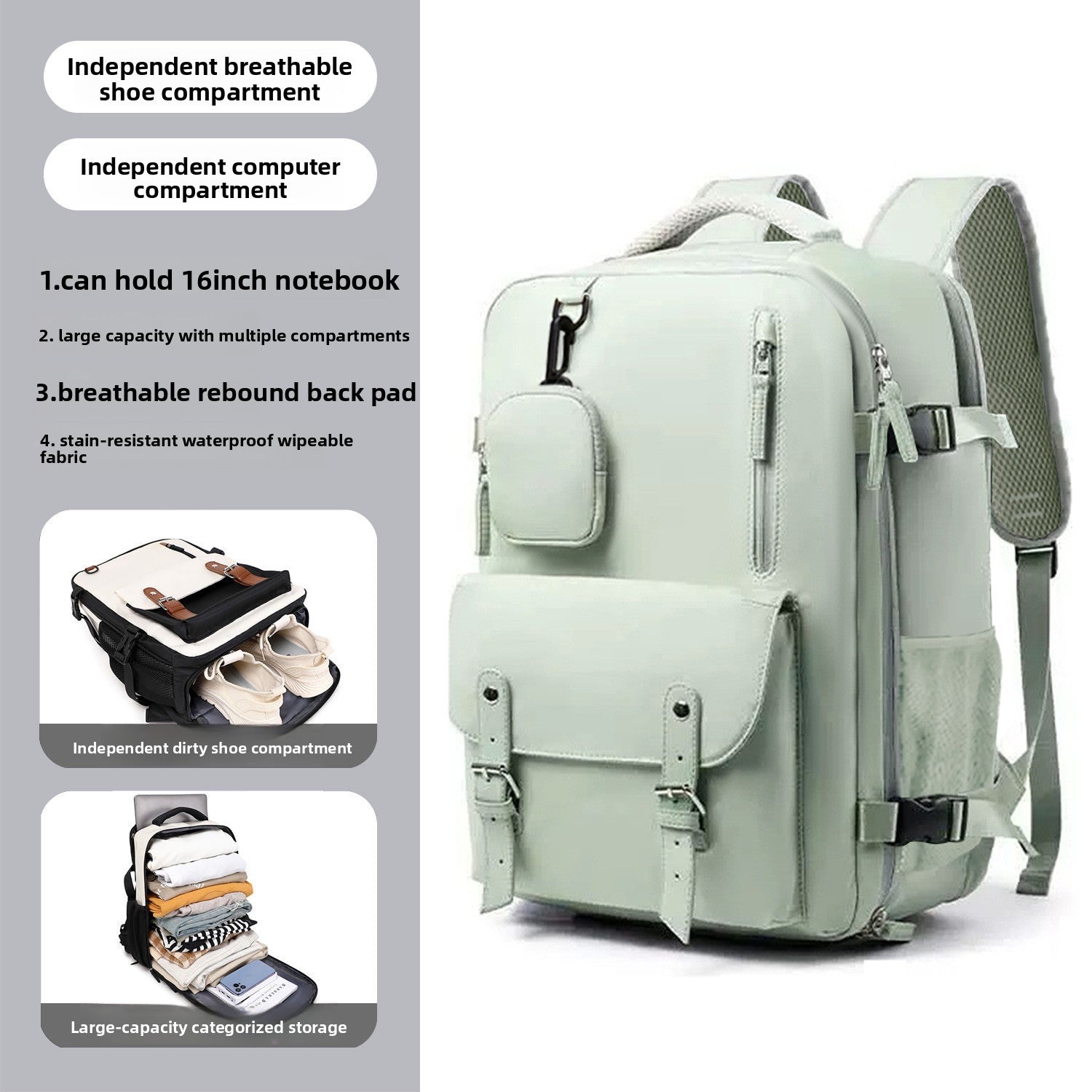 Unisex Casual Travel Backpack with Dry-Wet Separation