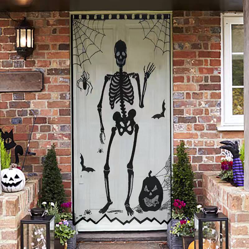 Halloween Spider Witch Bat Skull Door Curtain Party Decoration