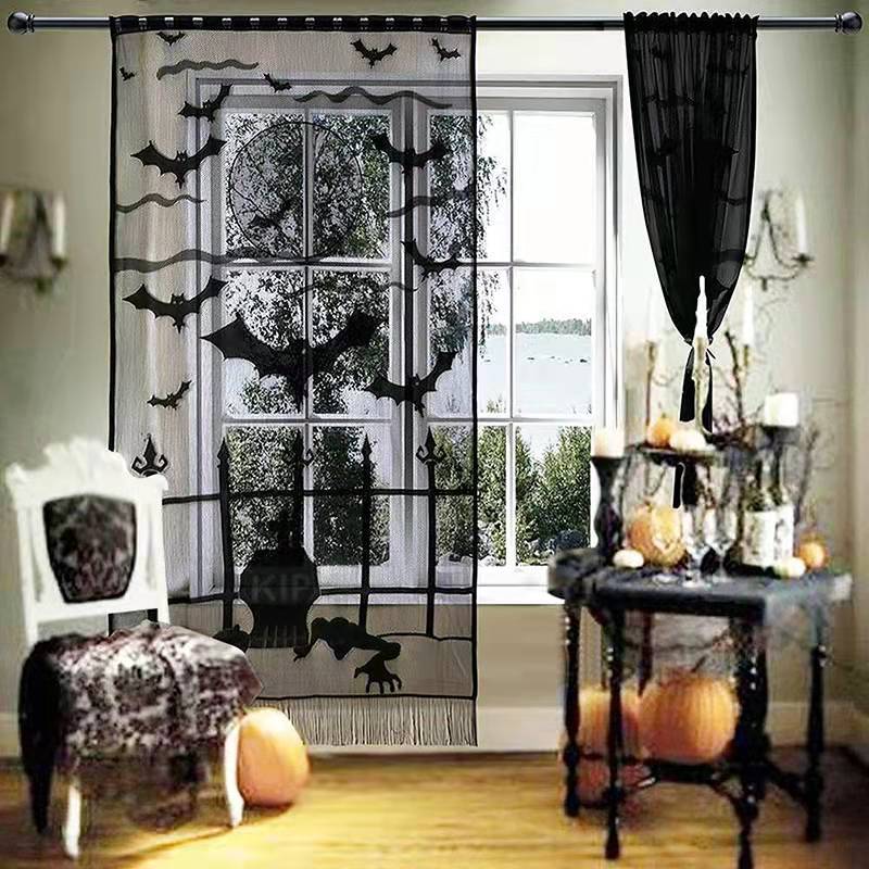 Halloween Spider Witch Bat Skull Door Curtain Party Decoration