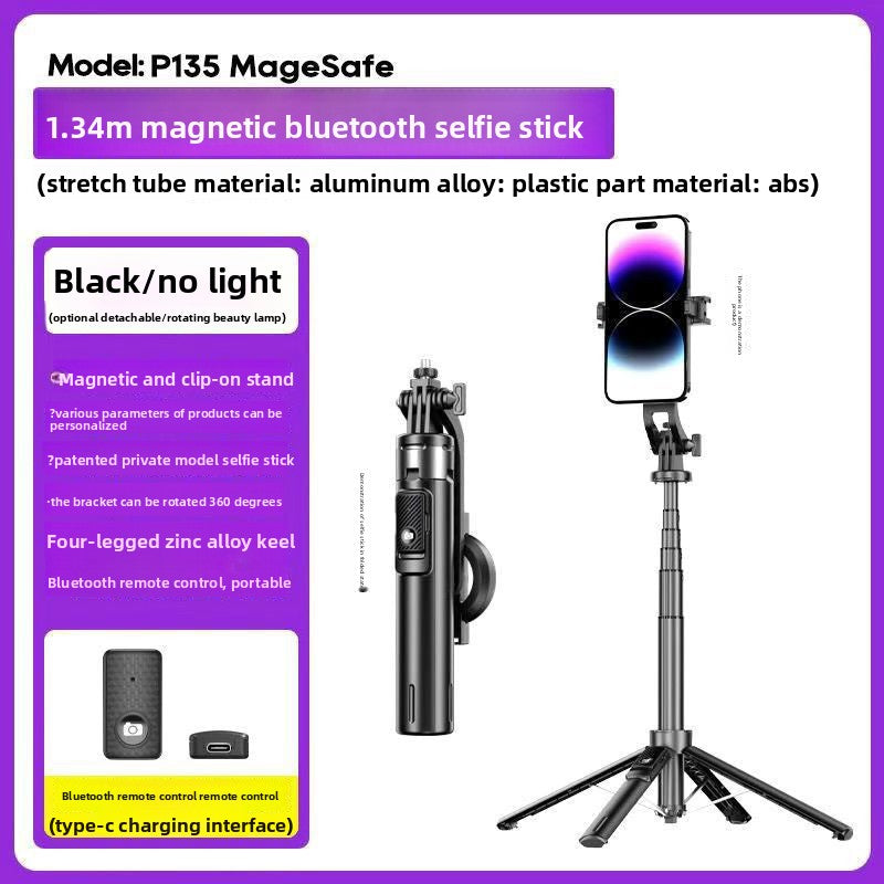 Magnetic Bluetooth Selfie Stick with Fill Light