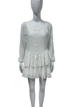 Women's Solid Color Chiffon Bubble Sleeve Dress