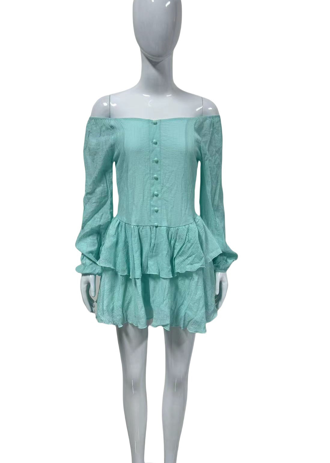 Women's Solid Color Chiffon Bubble Sleeve Dress