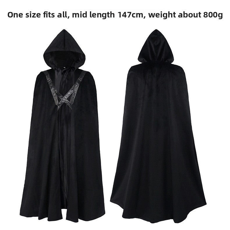 Multicolored cape Gothic long coat with hood