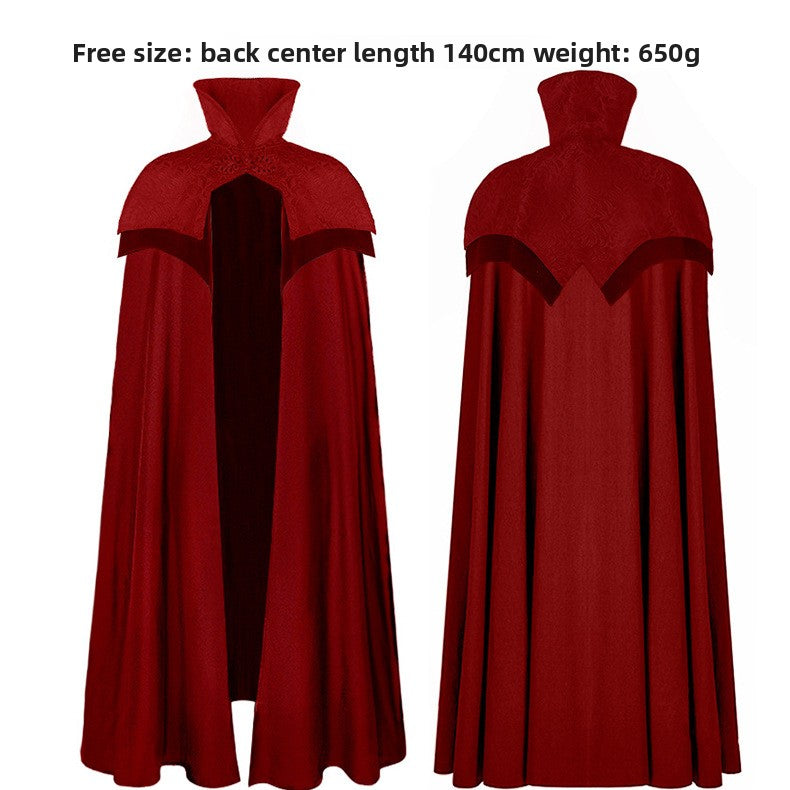 Multicolored cape Gothic long coat with hood
