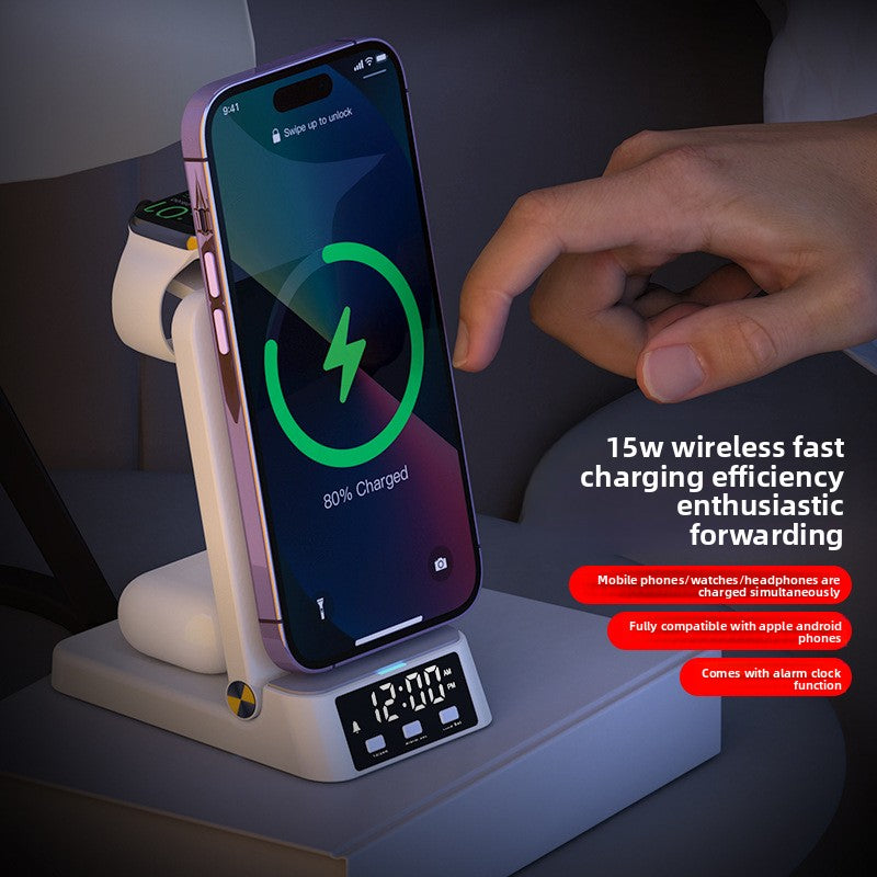 Foldable 3-in-1 Wireless Charger with Alarm Clock