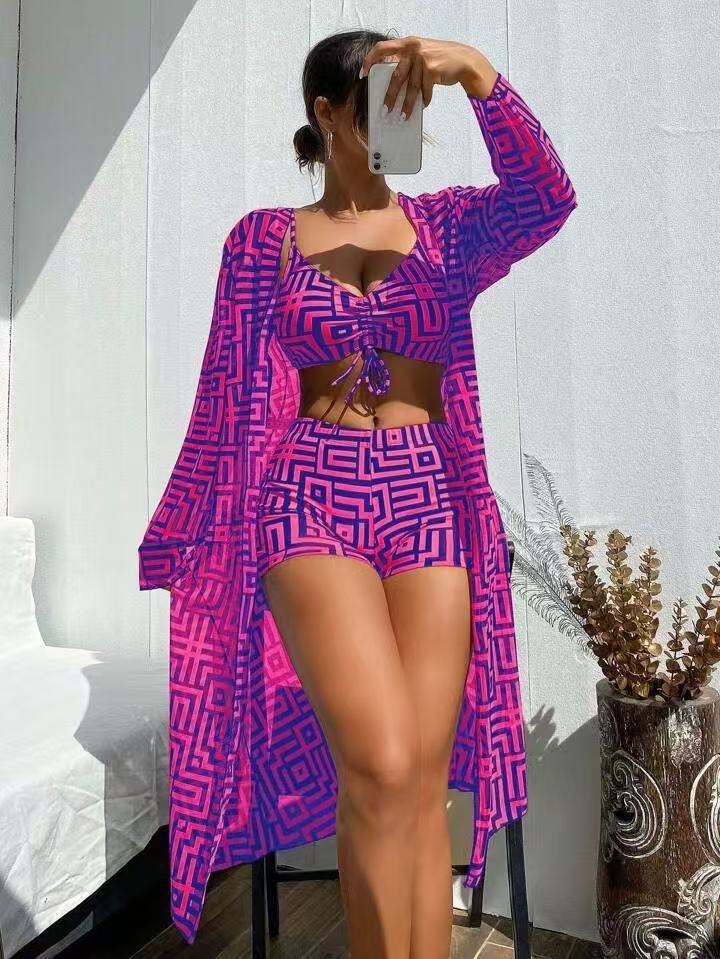 Push-up Pleated Swimsuit High Waist Swimsuit