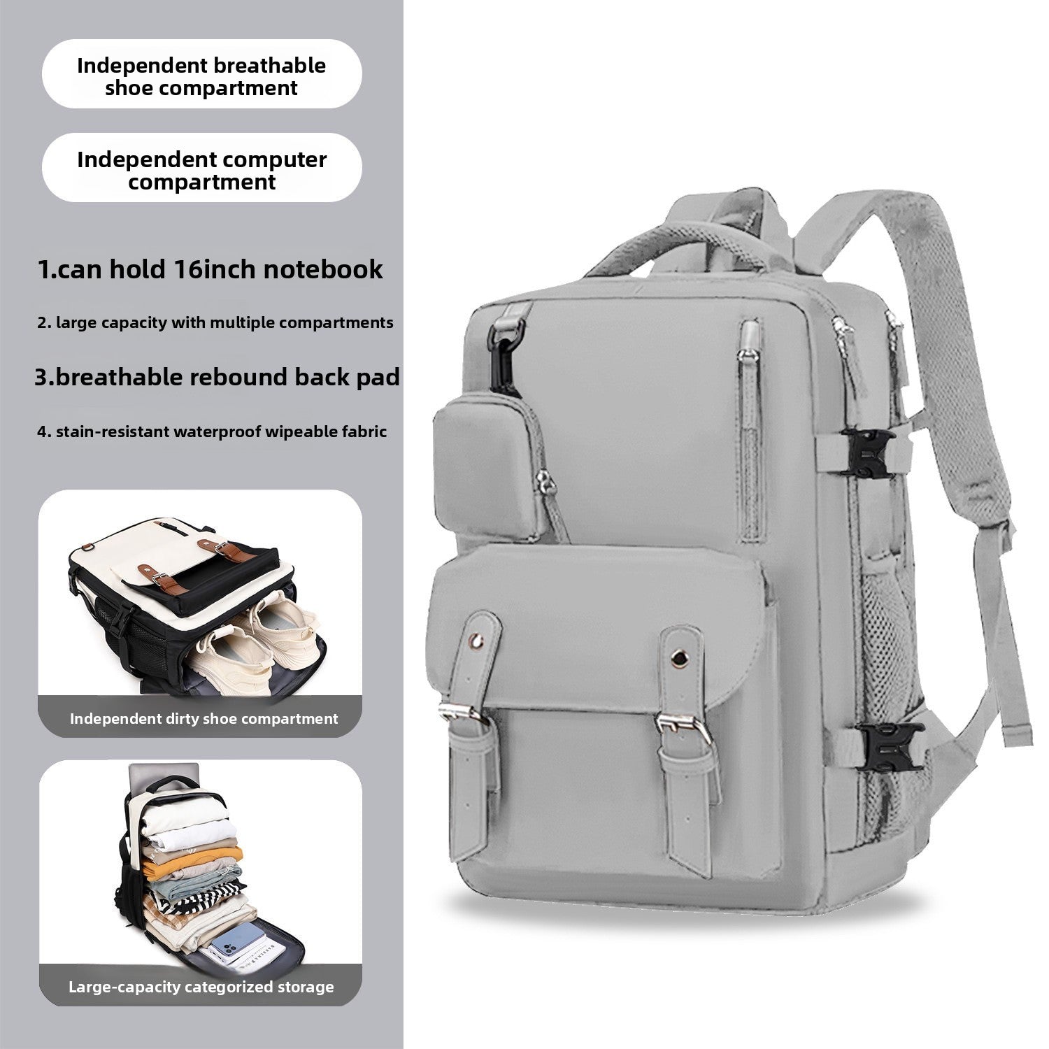 Unisex Casual Travel Backpack with Dry-Wet Separation