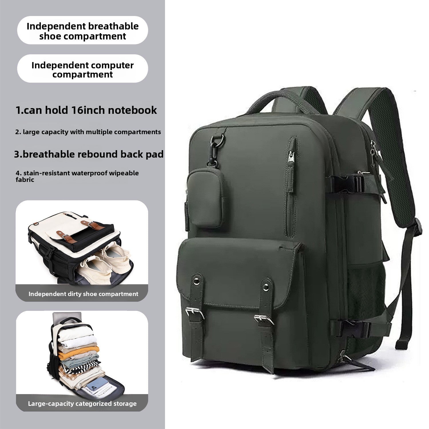 Unisex Casual Travel Backpack with Dry-Wet Separation