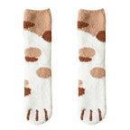 Thick and warm coral-fiber cat paw socks