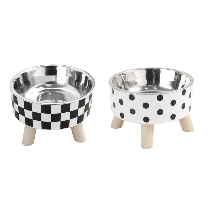 Cat bowl simple polka dot stainless steel