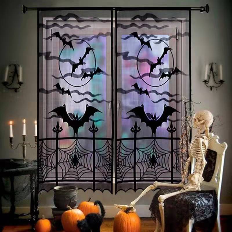 Halloween Spider Witch Bat Skull Door Curtain Party Decoration