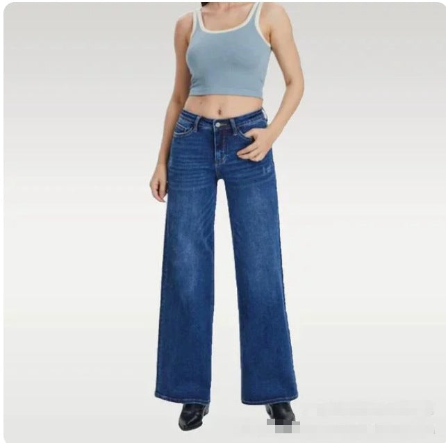 High-waisted slim-fit jeans for ladies