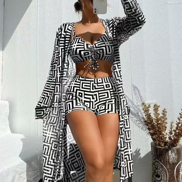 Push-up Pleated Swimsuit High Waist Swimsuit