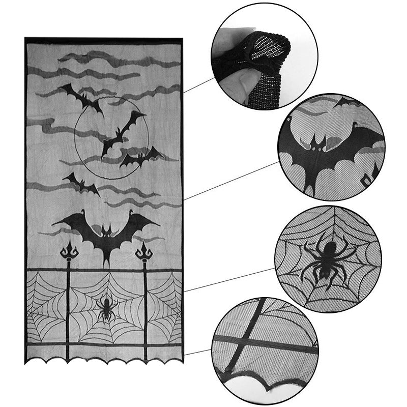 Halloween Spider Witch Bat Skull Door Curtain Party Decoration