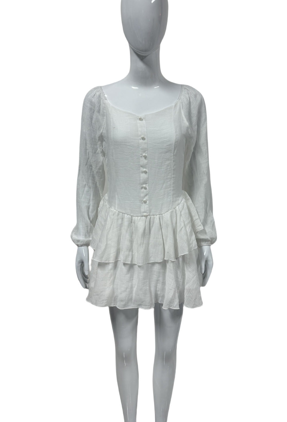 Women's Solid Color Chiffon Bubble Sleeve Dress