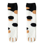 Thick and warm coral-fiber cat paw socks