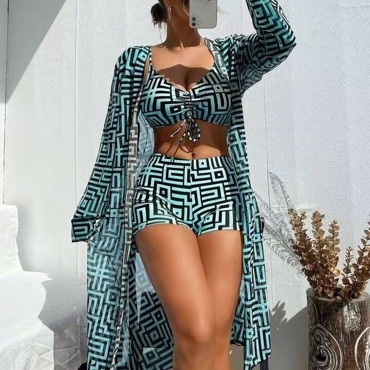 Push-up Pleated Swimsuit High Waist Swimsuit
