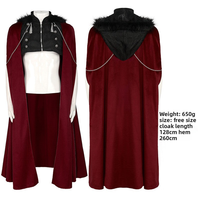 Multicolored cape Gothic long coat with hood